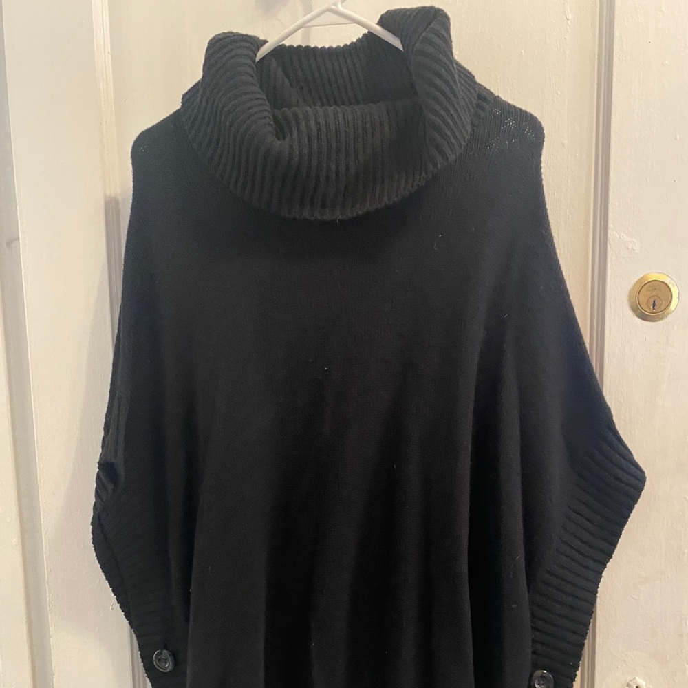 Black sweater poncho